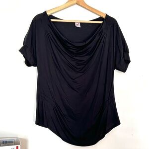 nwot PERUVIAN CONNECTION Black Cowl Drape Short Sleeve Blouse